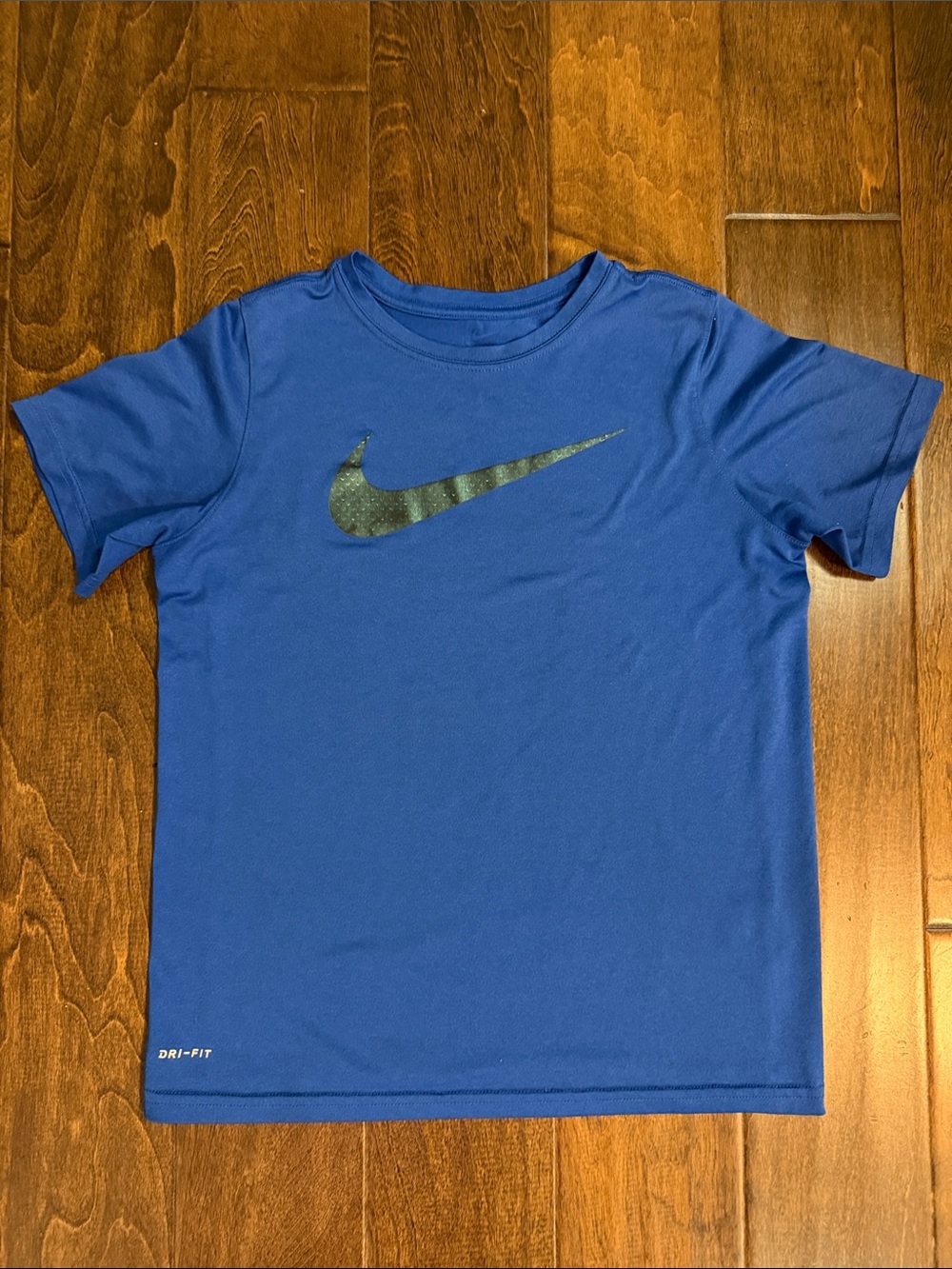Boys Nike Blue Short Sleeve Dri-FIT Tee with Swoosh